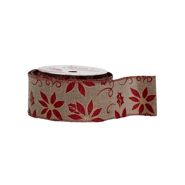 Cinta solid ramas blanca con rojo 9mx6cm
