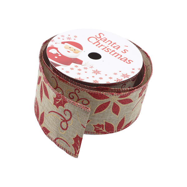 Cinta solid ramas blanca con rojo 9mx6cm