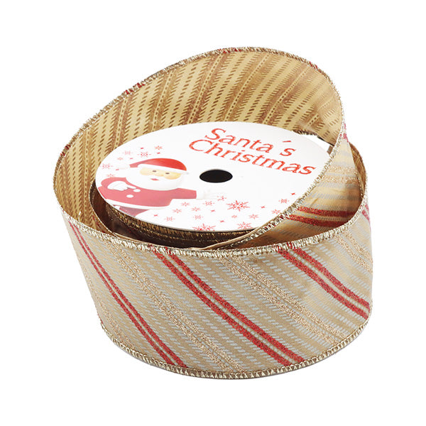 Cinta solid rayas beige roja 9mx6cm