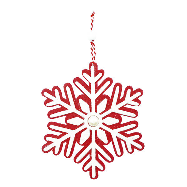 Ornamento navideño estrella roja con blanco 17cm