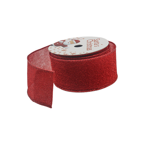 Cinta solid glitter roja 9m