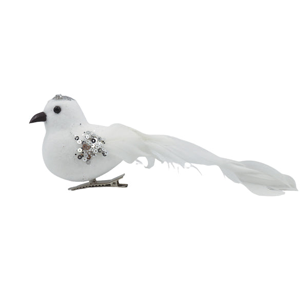 Ornamento pájaro blanco 22cm