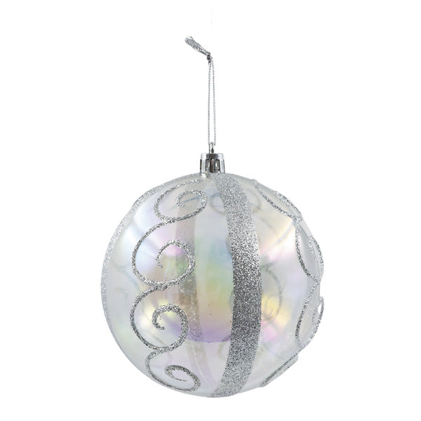 Esfera transparente plateada 10cm