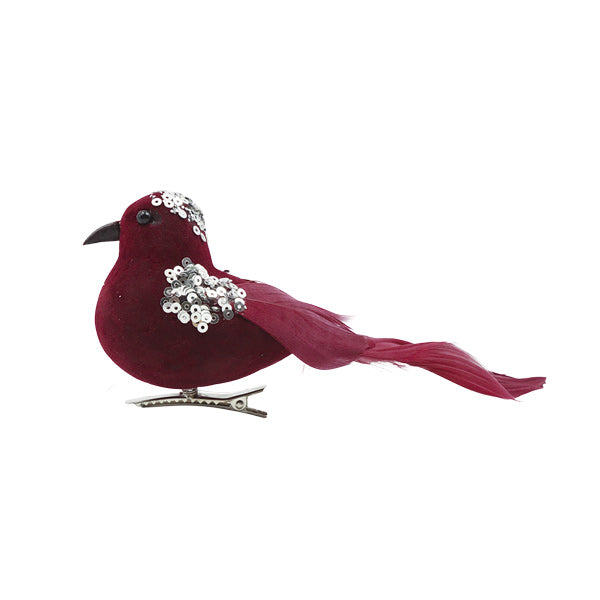 Ornamento pájaro vino 22cm