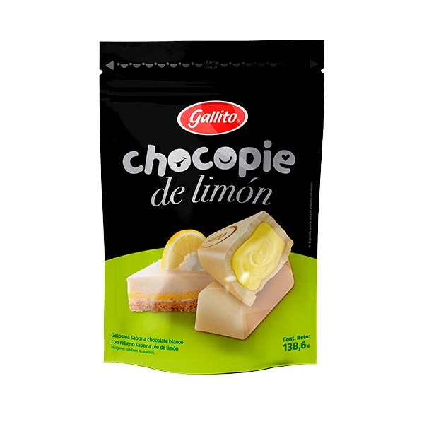 Chocolate Gallito chocopie de limón 138.5 gramos.