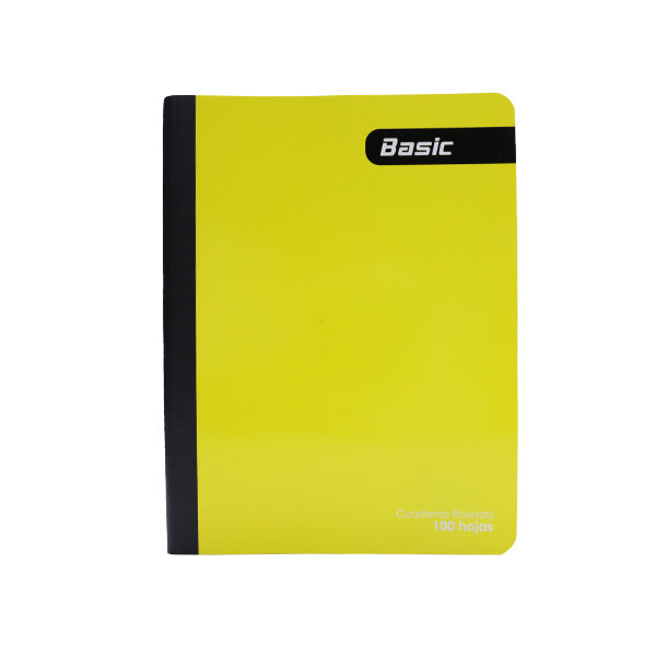 Cuaderno cosido 100 hojas color amarillo Basic.