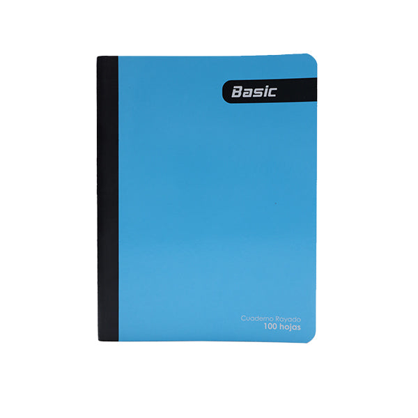 Cuaderno cosido 100 hojas color celeste Basic.