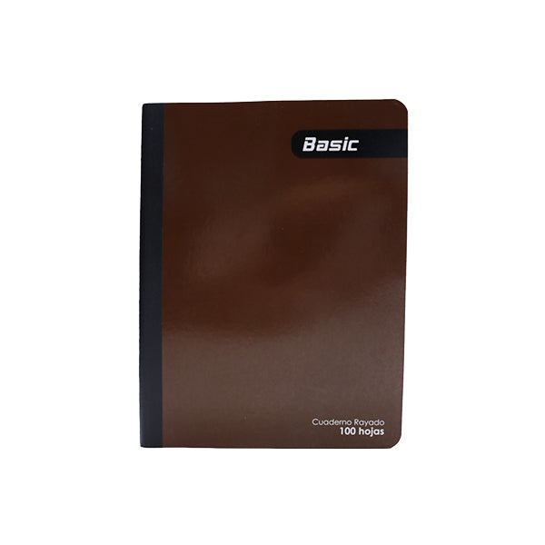 Cuaderno cosido 100 hojas color café Basic.