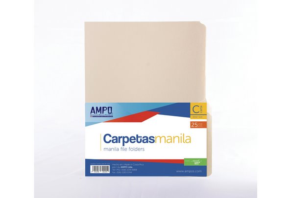 Folder manila carta paquete 25 unidades.