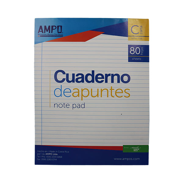 Cuaderno para apuntes carta