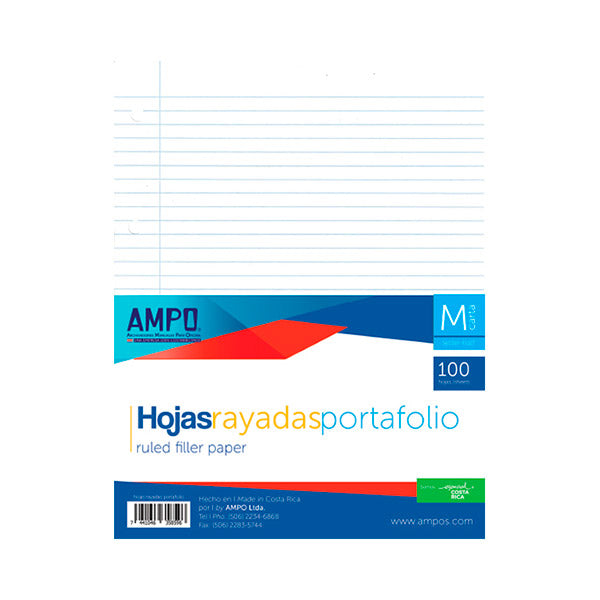 Hoja rayada blanca media carta Ampo