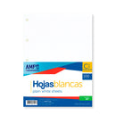 Hojas blancas lisas con perforacion, 100 unidades,