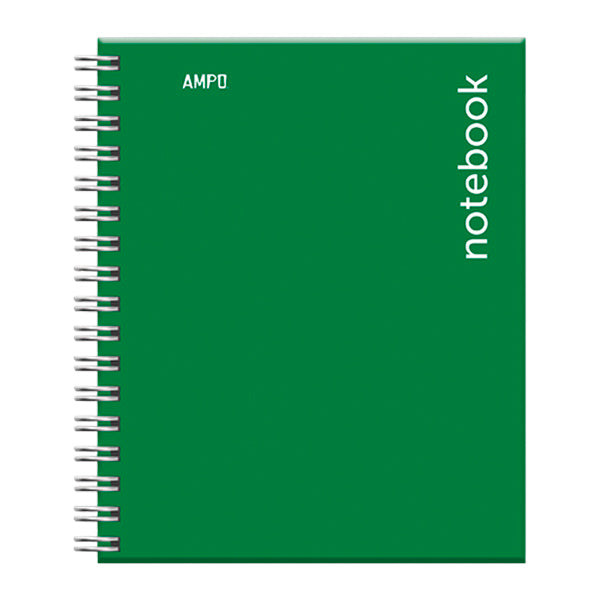 Cuaderno tapa dura media carta verde 100 hojas Amp