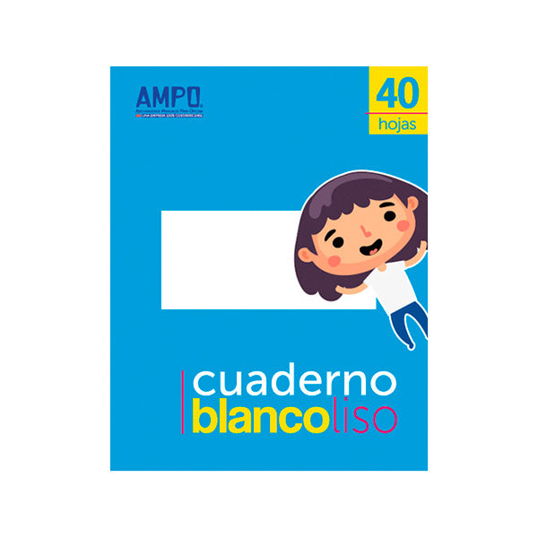 Cuaderno blanco liso 40 hojas Ampo.