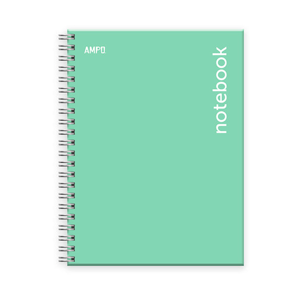 Cuaderno tapa dura tamaño carta 100 hojas verde pastel Ampo.
