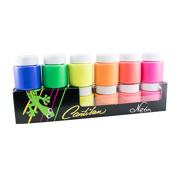Témpera acrílica 6 colores neón Cantilan.