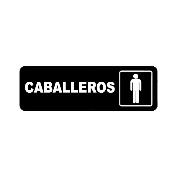 Rótulo caballeros 23x7.5cm.