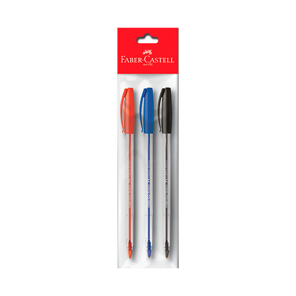 Bolígrafo Medio 032 Faber (Azul, Negro, Rojo) blís