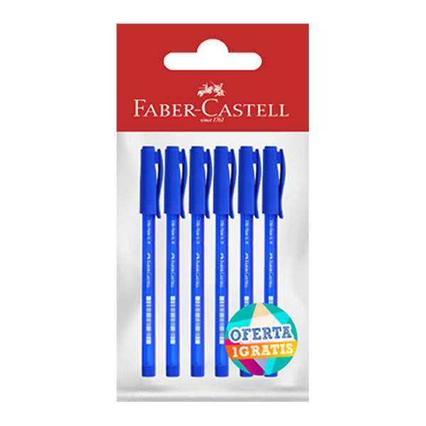 Bolígrafo fino azul 5+1 Faber Castell