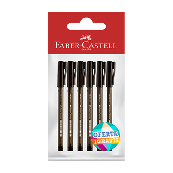 Bolígrafo fino negro 5+1 Faber Castell
