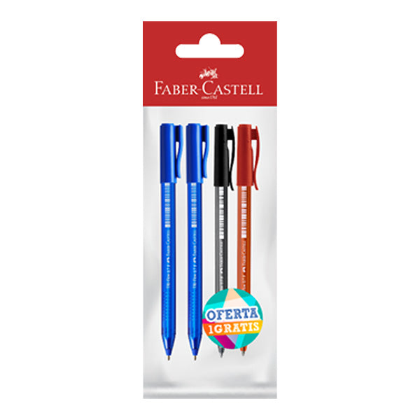 Bolígrafo medio básico 4 unidades Faber Castell