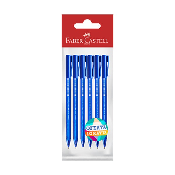 Bolígrafo medio azul 5+1 Faber Castell