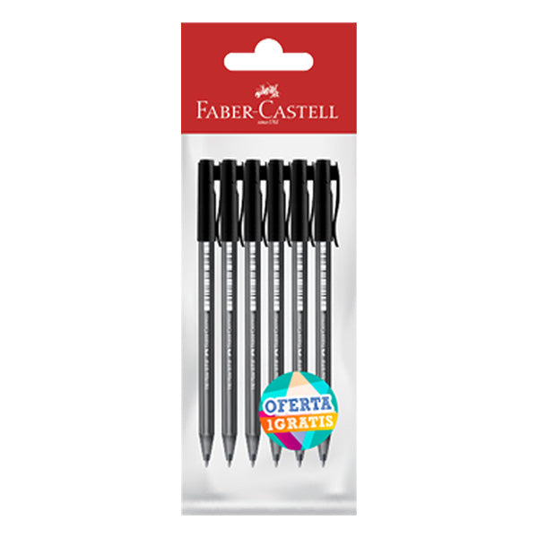 Bolígrafo medio negro 5+1 Faber Castell