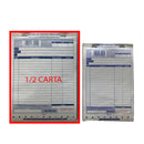 Factura de 1/2 triplicada bond con papel químico.