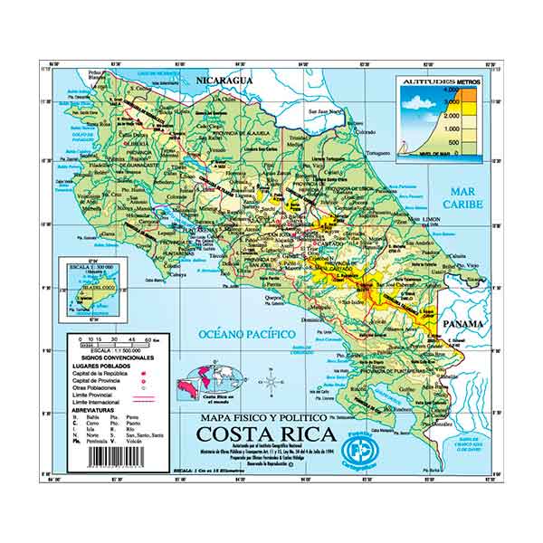 MAPA COSTA RICA FISICO POLITICO