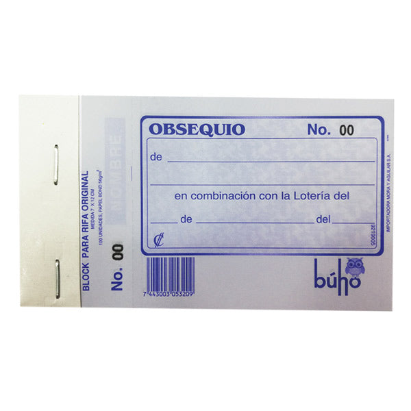 Block de rifas mediano bond Búho