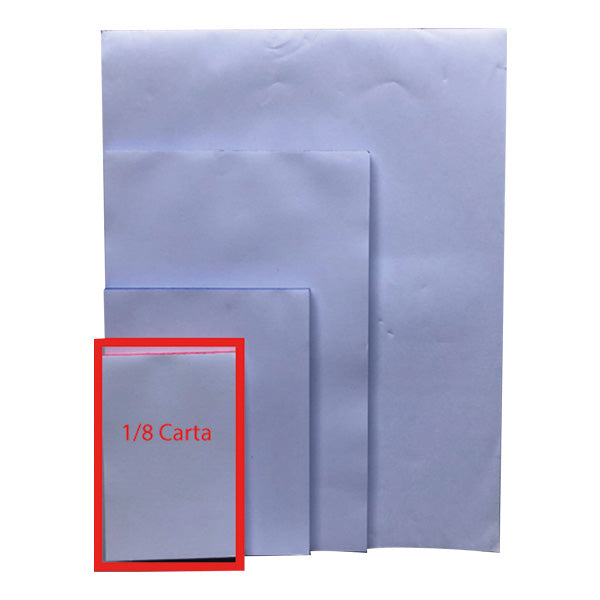Block de papel bond 1/8 carta.