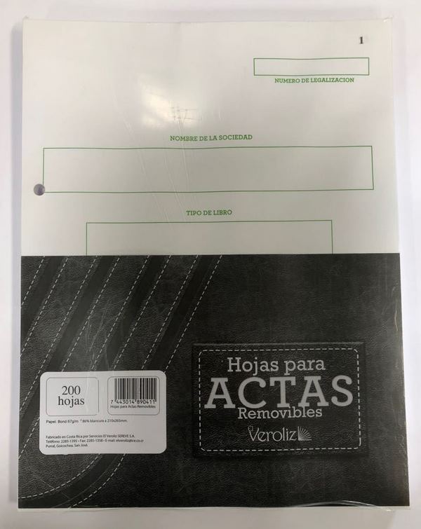 Paquete de hojas p/libro de actas 200unds Veroliz