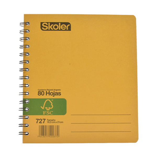 Cuaderno Kraft 727 resorte 1/2 carta 80 hojas.