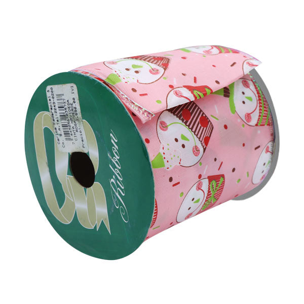 CINTA NAVIDEÑA ROSA/VERDE/BLANCO 4"X10Y/RL PQ1321G