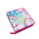 Portafolio con zipper estampado rosado 29x33x6 centimetros