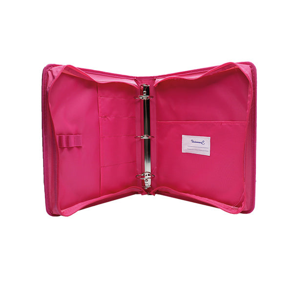 Portafolio con zipper estampado rosado 29x33x6 centimetros