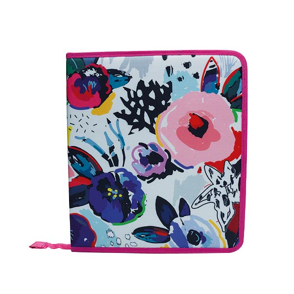 Portafolio con zipper estampado rosado 29x33x6 centimetros