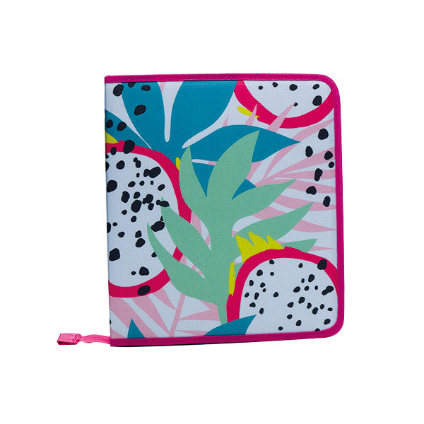 Portafolio con zipper estampado rosado 29x33x6 centimetros