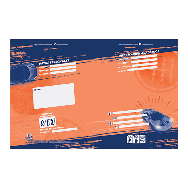 Cuaderno grande de resorte tapa dura 100 hojas mas