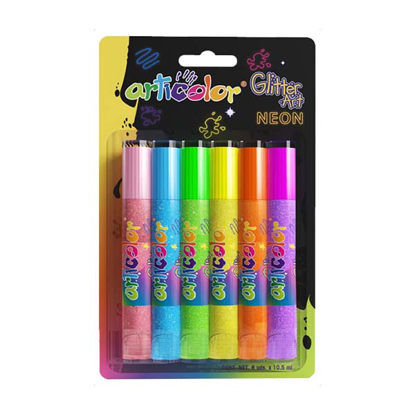 Goma escarchada 20ml neón 6 unidades