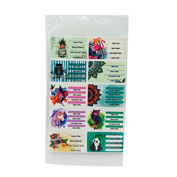 Etiqueta escolar para hombre y mujer 10 unidades surtida Búho