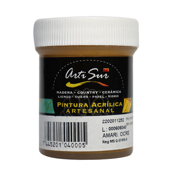 Pintura artesanal 30ml amarillo fluorescente Artisur