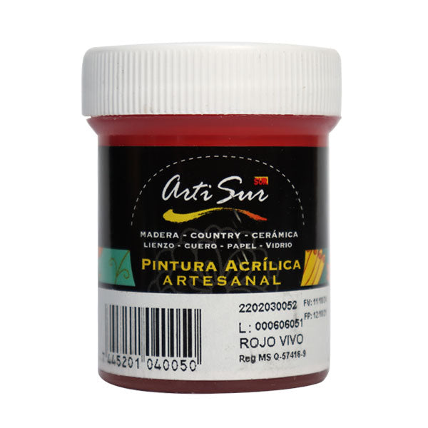 Pintura artesanal 30ml rojo Artisur