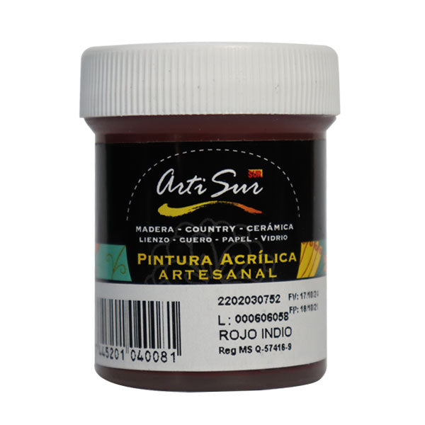 Pintura artesanal 30ml rojo fluorescente Artisur