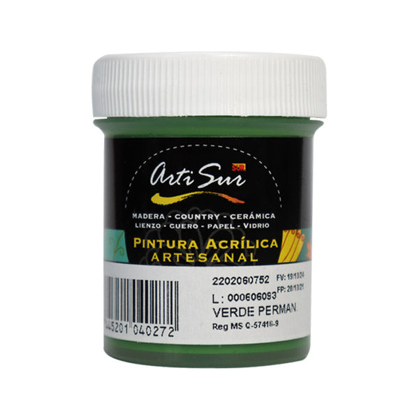 Pintura artesanal 30ml verde fluorescente Artisur