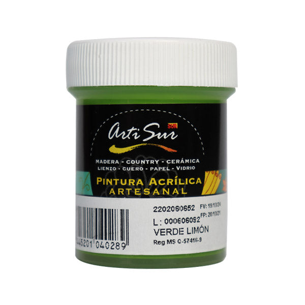 Pintura artesanal 30ml verde permanente Artisur