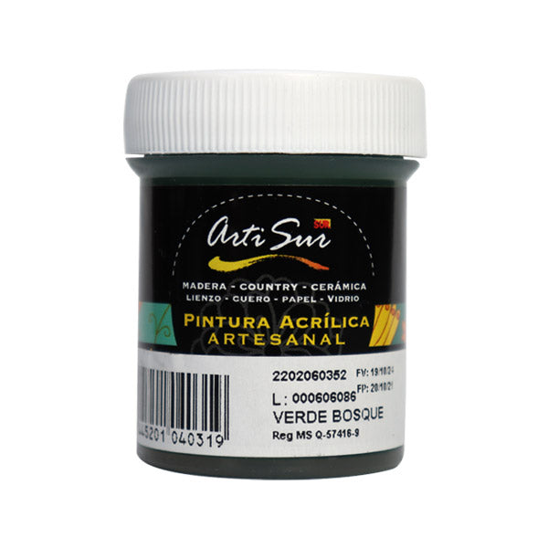 Pintura artesanal 30ml verde menta Artisur