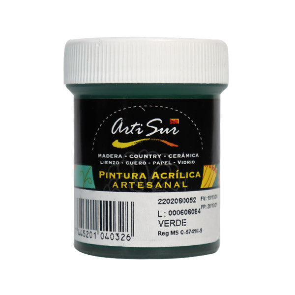 Pintura artesanal 30ml verde bosque Artisur
