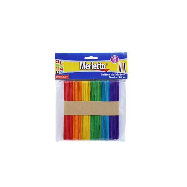 Paletas madera colores 50 unidades Merletto.