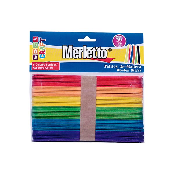 Paleta madera 50 unidades Jumbo colores Merletto.